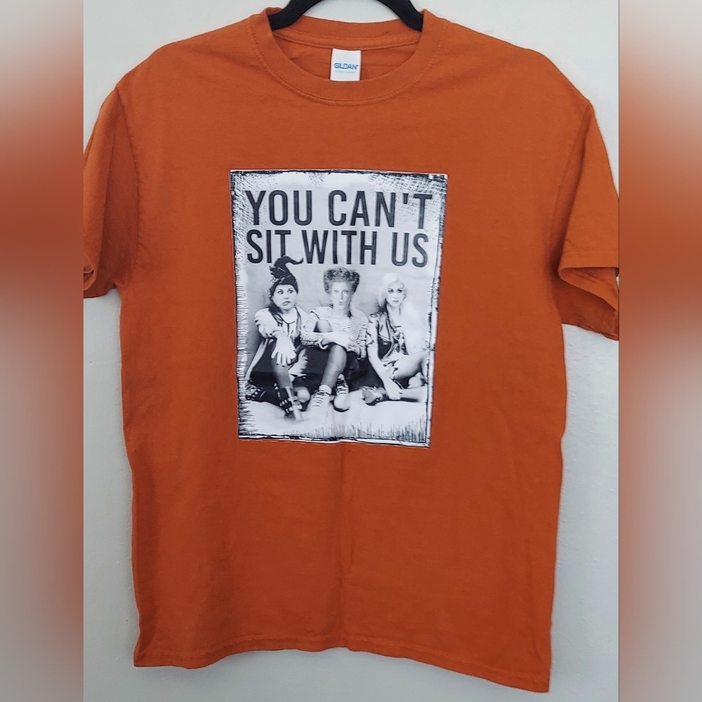 Hocus Pocus You Can't Sit With Us  Orange Graphic Cotton T-Shirt Sz M